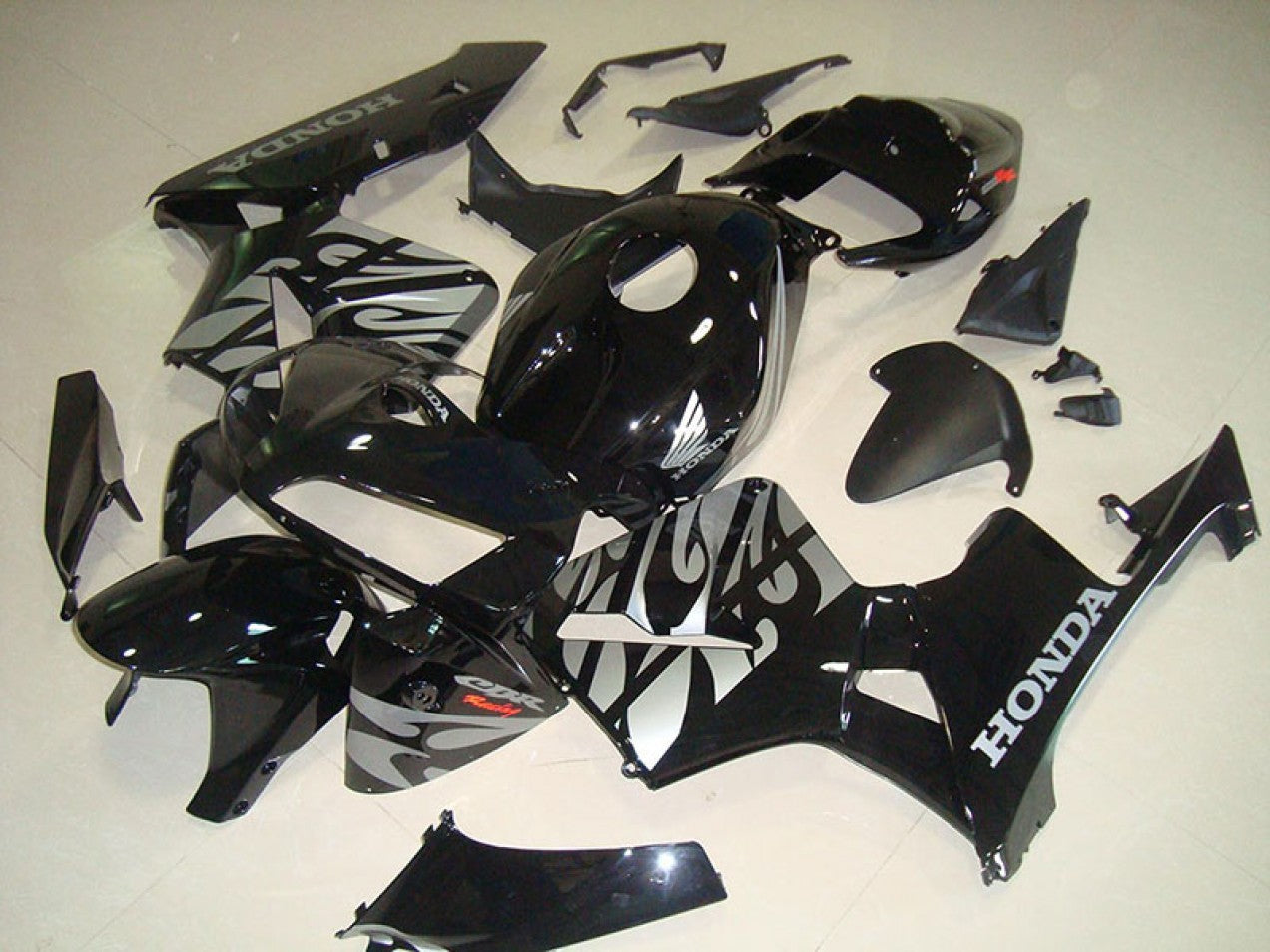 2005-2006 Black White Flame Honda CBR600RR Motorcycle Fairings