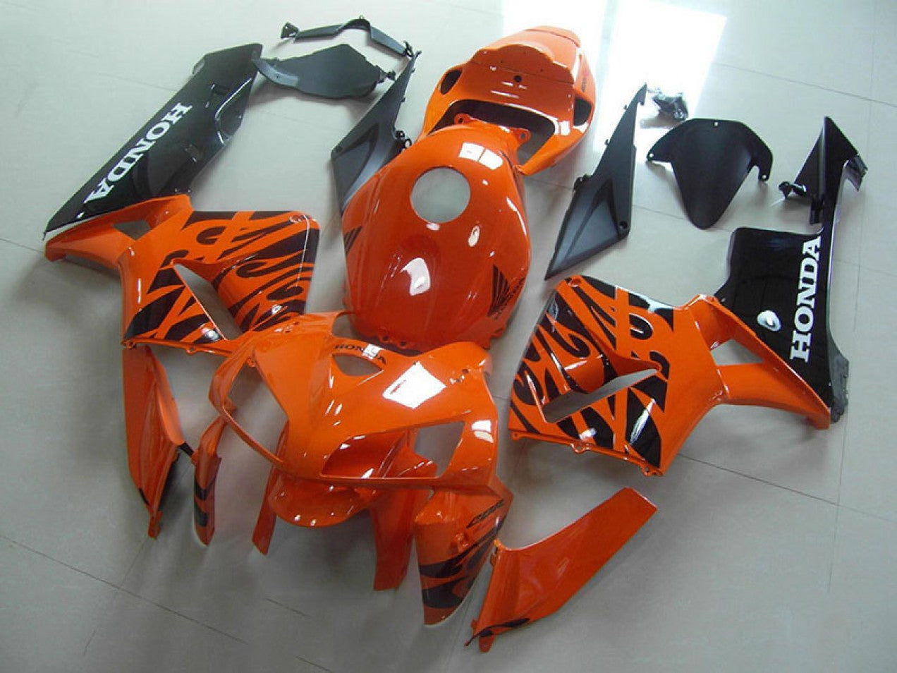 2005-2006 Orange Black Flame Honda CBR600RR Motorcycle Fairings