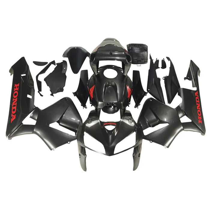 2005 2006 Honda CBR600RR Black with Red Logo Fairing Kit