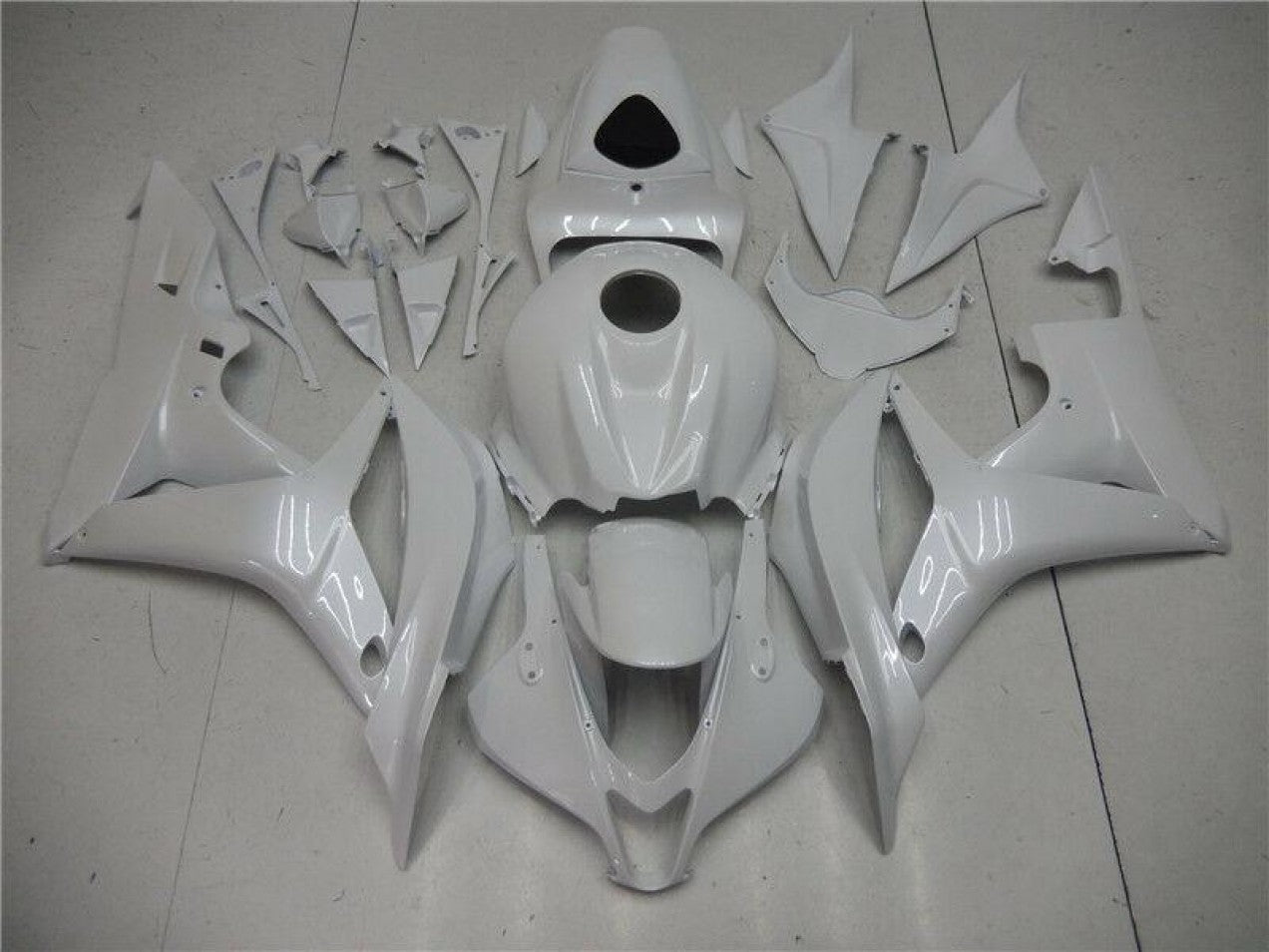 2007-2008 Pearl White Honda CBR600RR Plastics Motorcycle Fairings