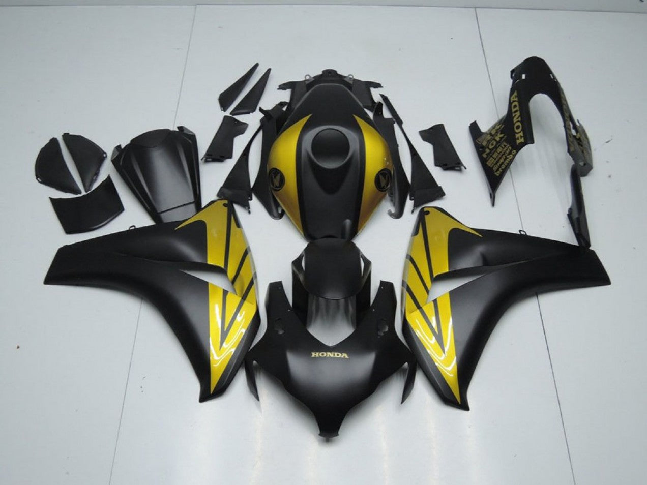 2008-2011 Matte Black and Gold Honda CBR1000RR Motorcycle Fairings
