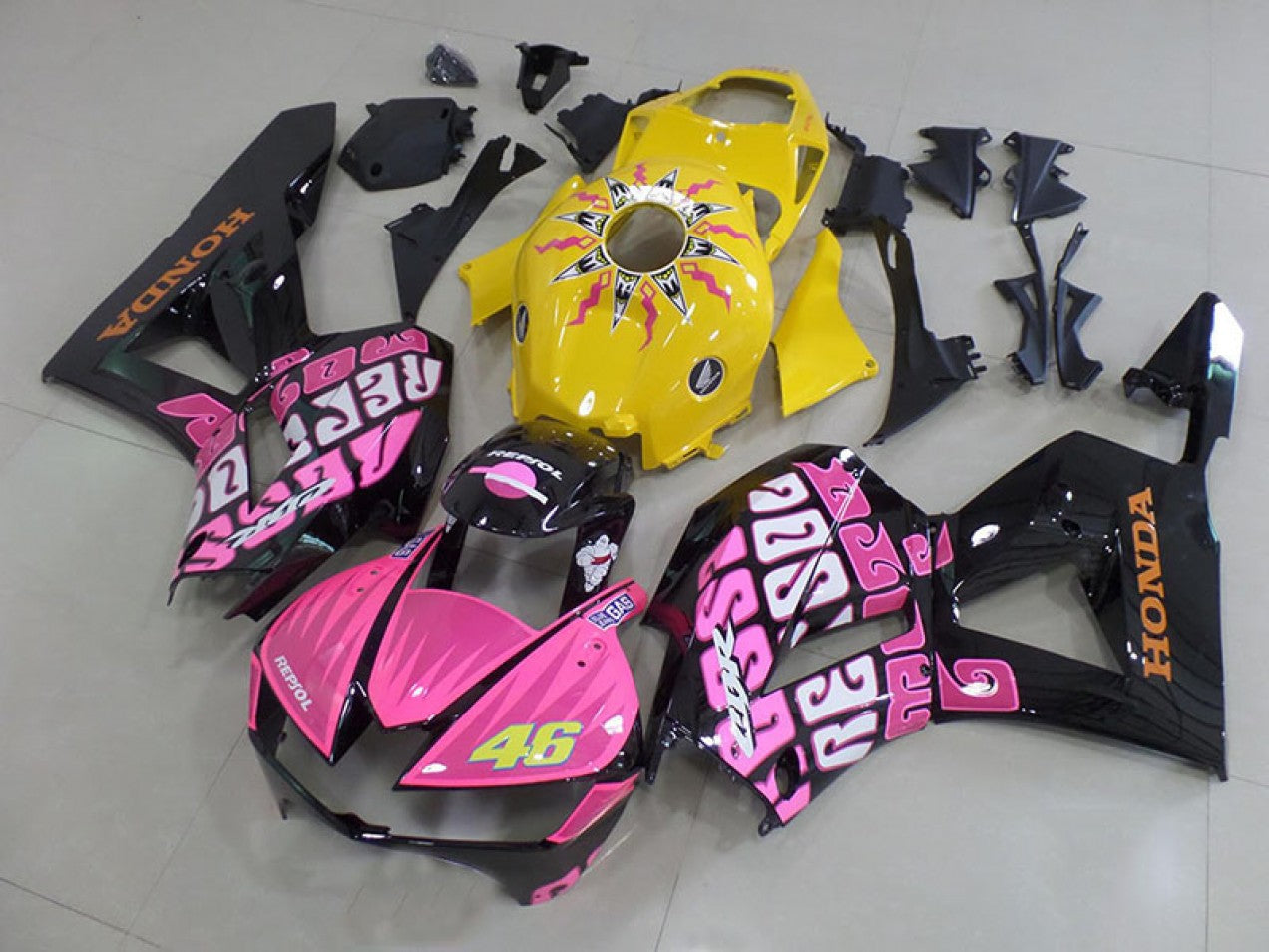 2013-2023 Yellow Pink Rossi Honda CBR600RR Motorcycle Fairings