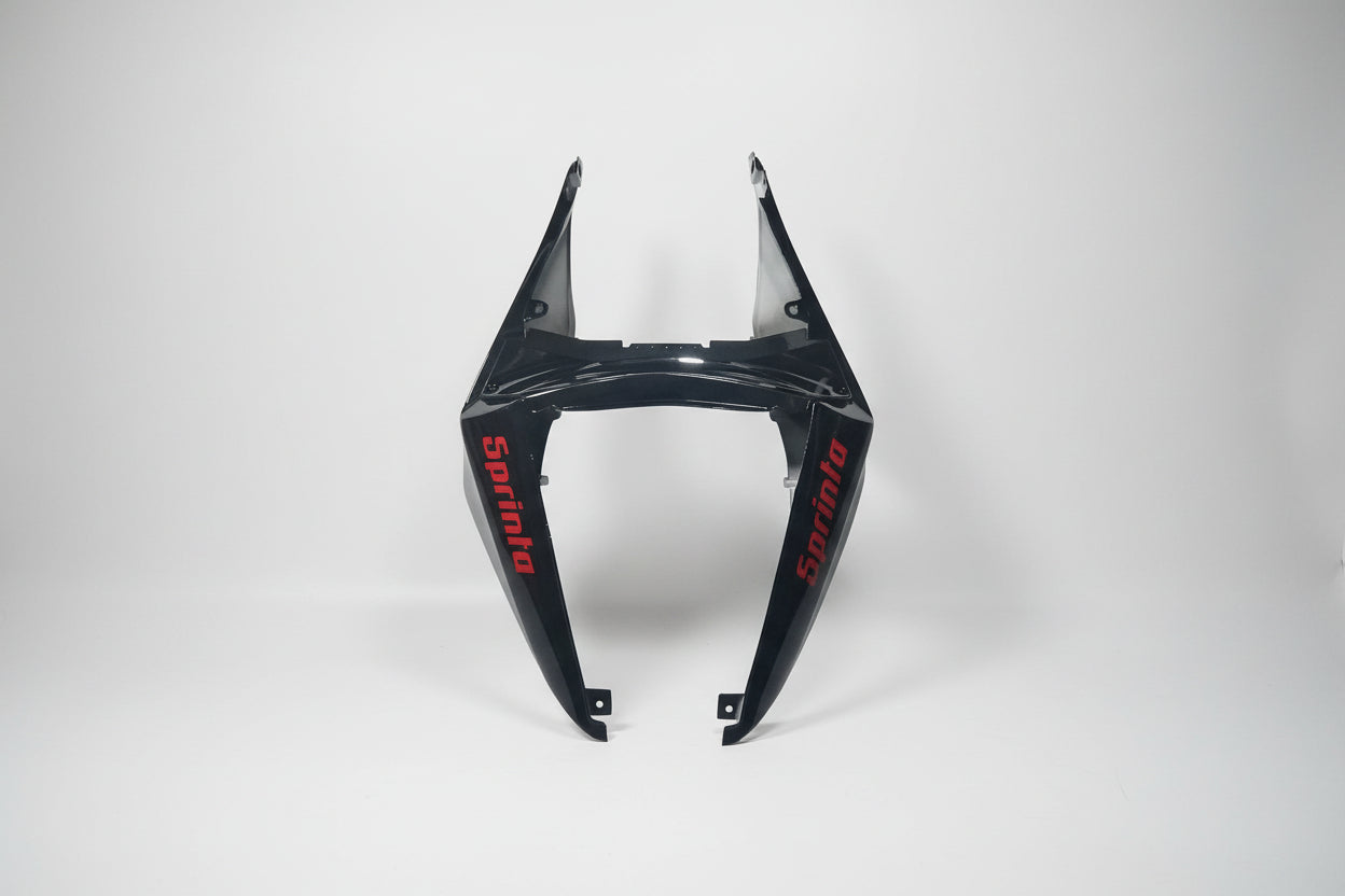 Black motorcycle frame with 'Sprinto' branding on a white background