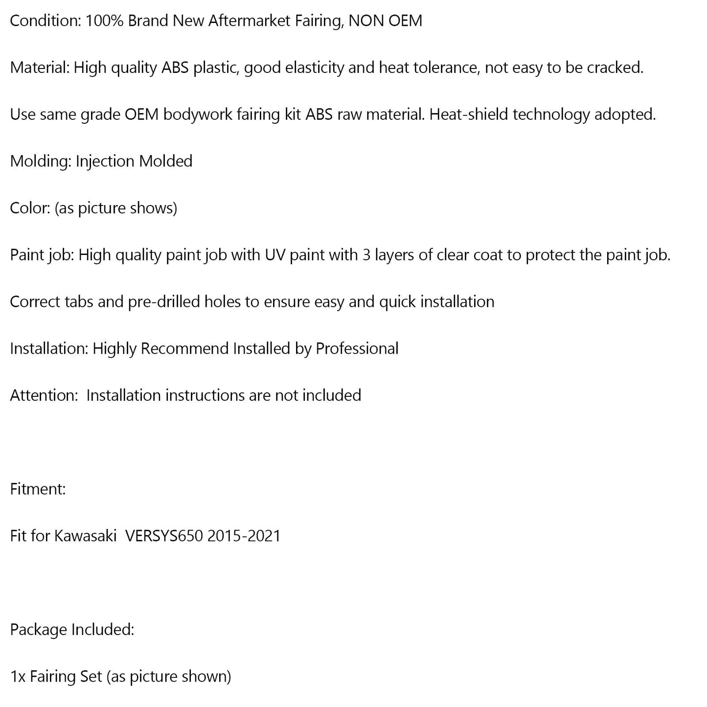 2015-2021 Kawasaki VERSYS650 Fairing