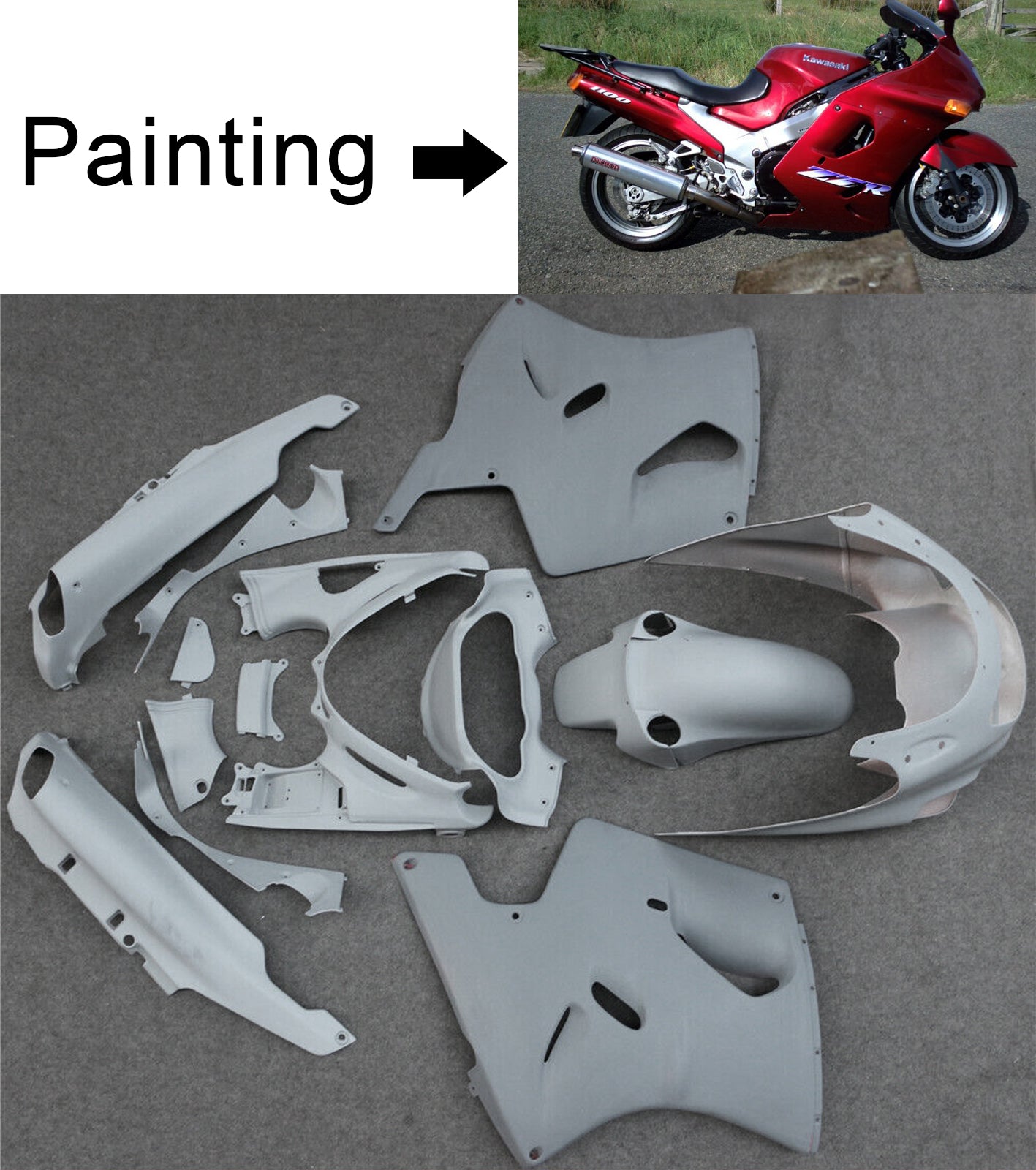 1993-2003 Kawasaki ZZR1100 Fairing Kit Bodywork Plastic