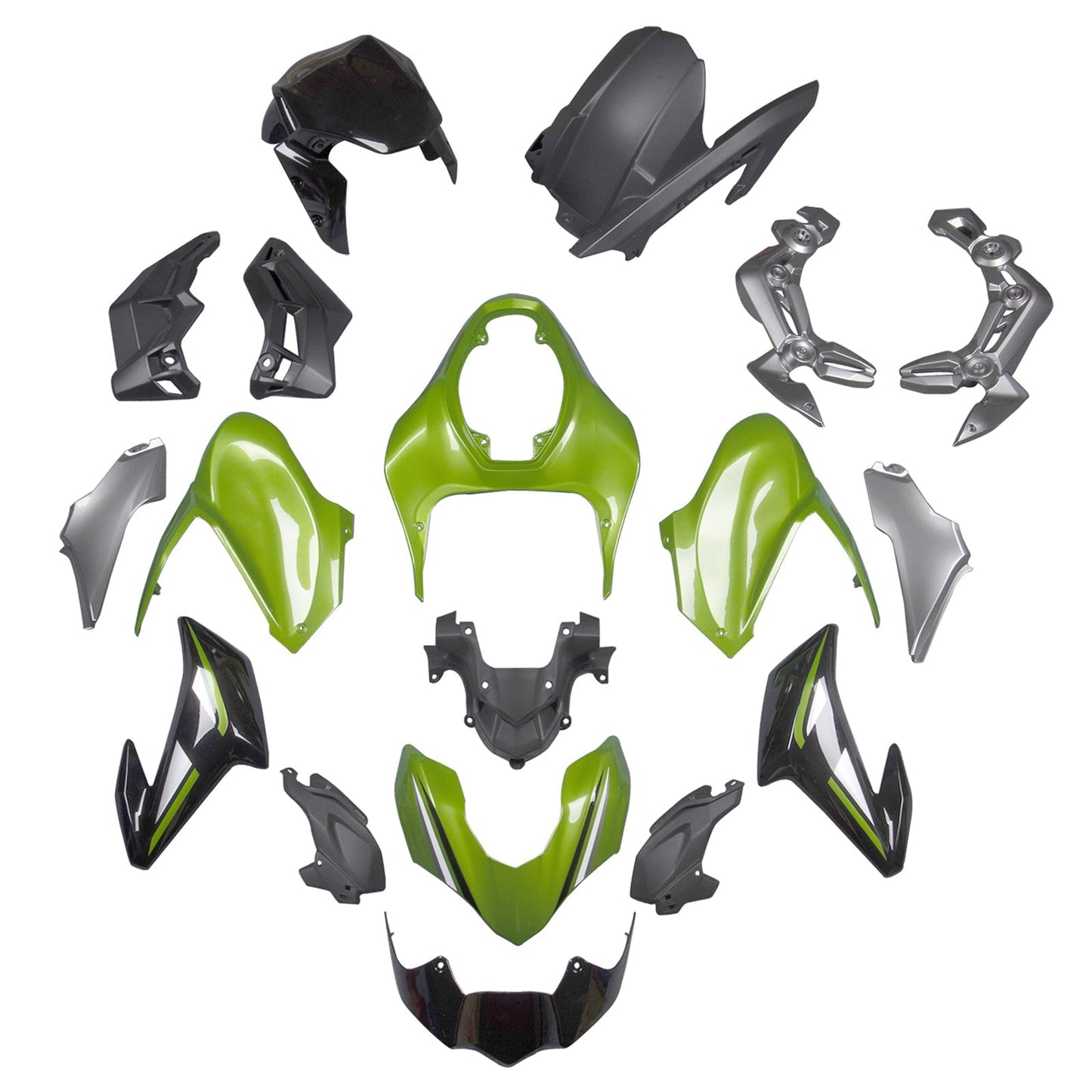 2017-2019 Fairing Fit for Kawasaki Z900 Silver Green Injection Plastic Bodywork Generic