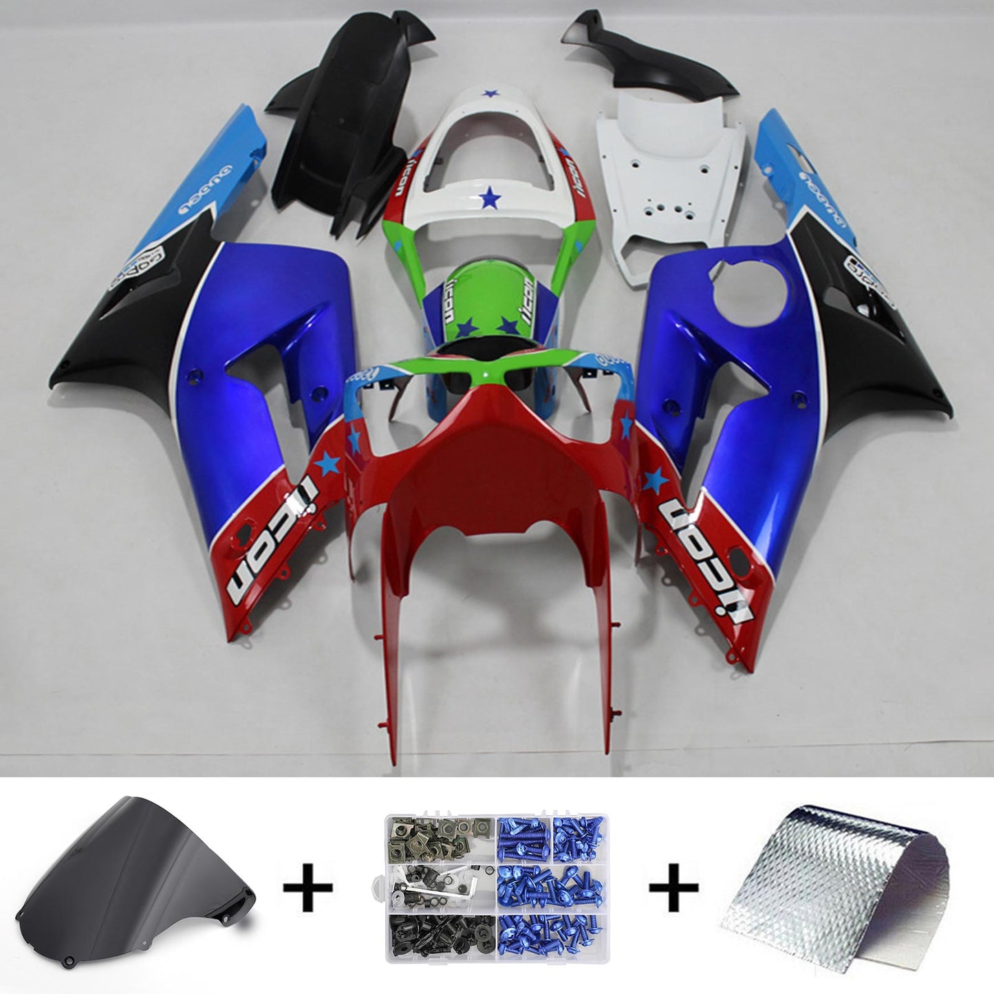 2003-2004 Kawasaki ZX6R 636 Fairing Kit Bodywork Plastic ABS