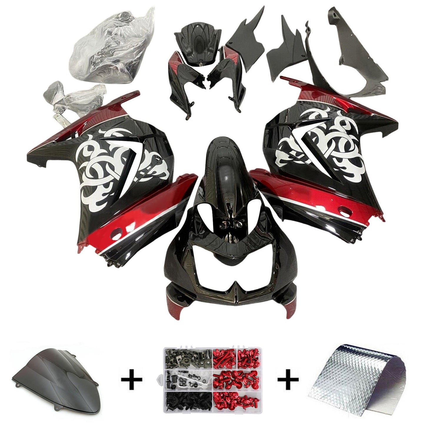2008-2012 Kawasaki EX250 Ninja250R Fairing Kit Bodywork Plastic ABS