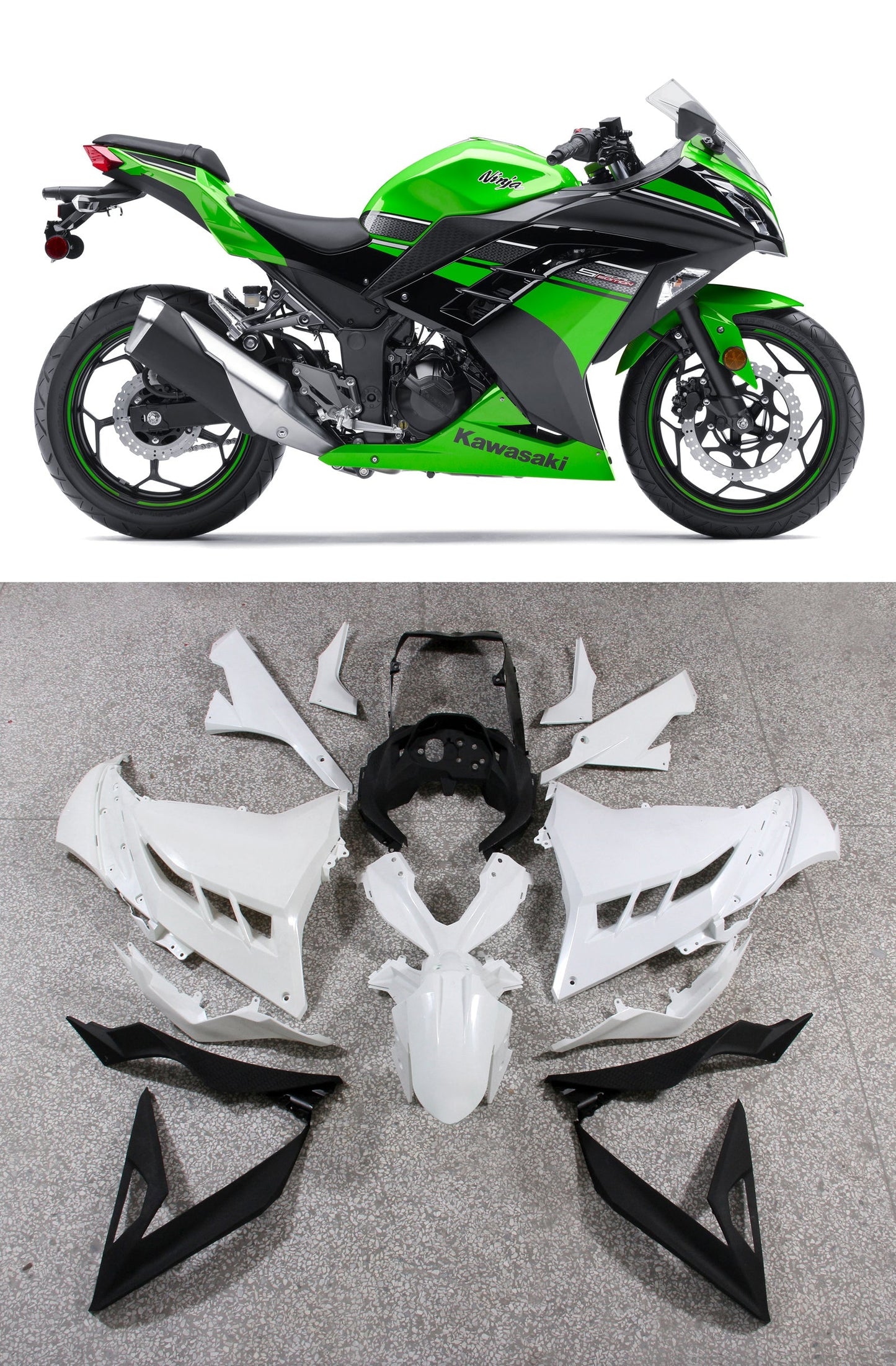 2013-2024 Fairings Plastics Kawasaki Ninja 300R EX300R Green Ninja