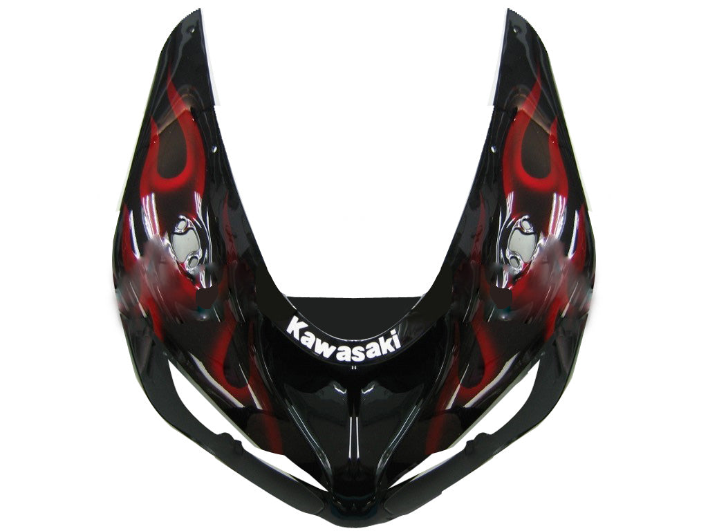 2005-2006 Fairings Kawasaki ZX6R 636 Black & Red Flame Ninja Generic