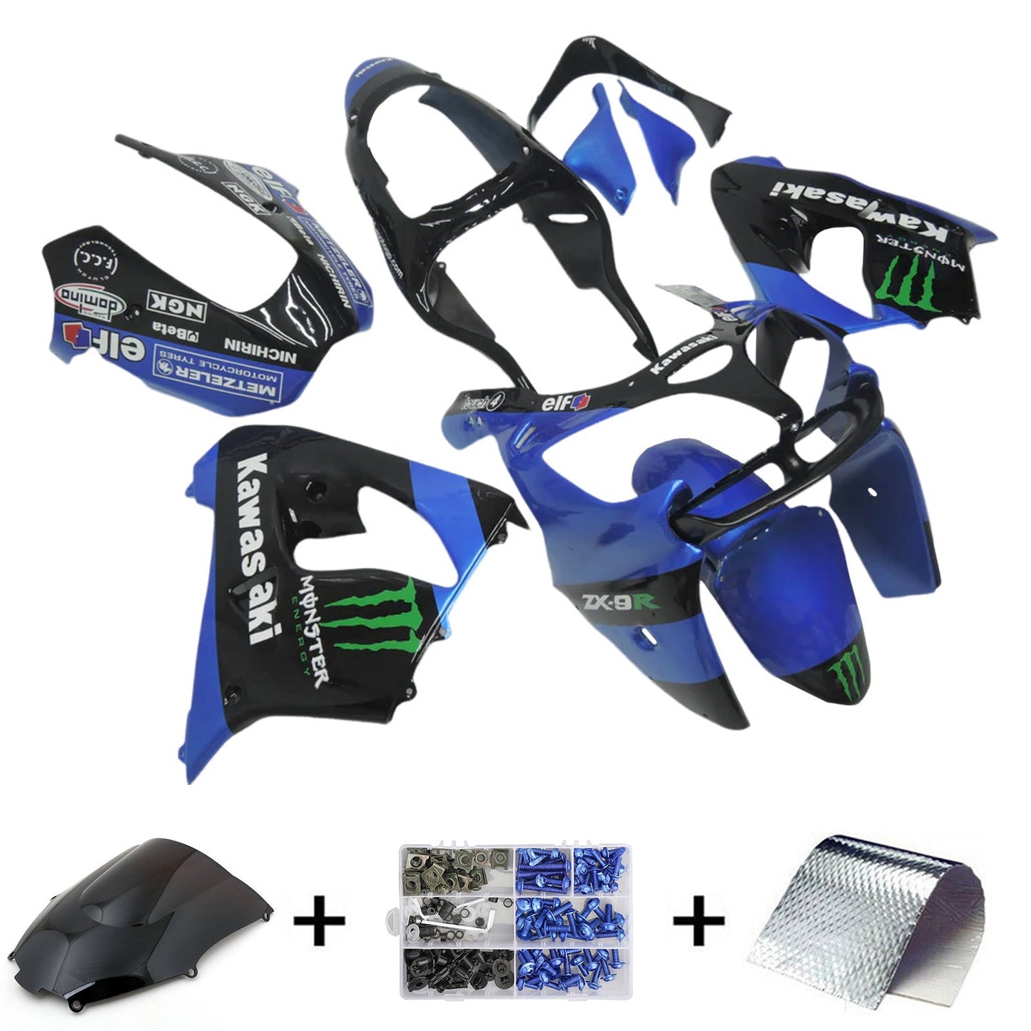 2000-2001 Kawasaki ZX9R Fairing Kit Bodywork Plastic ABS