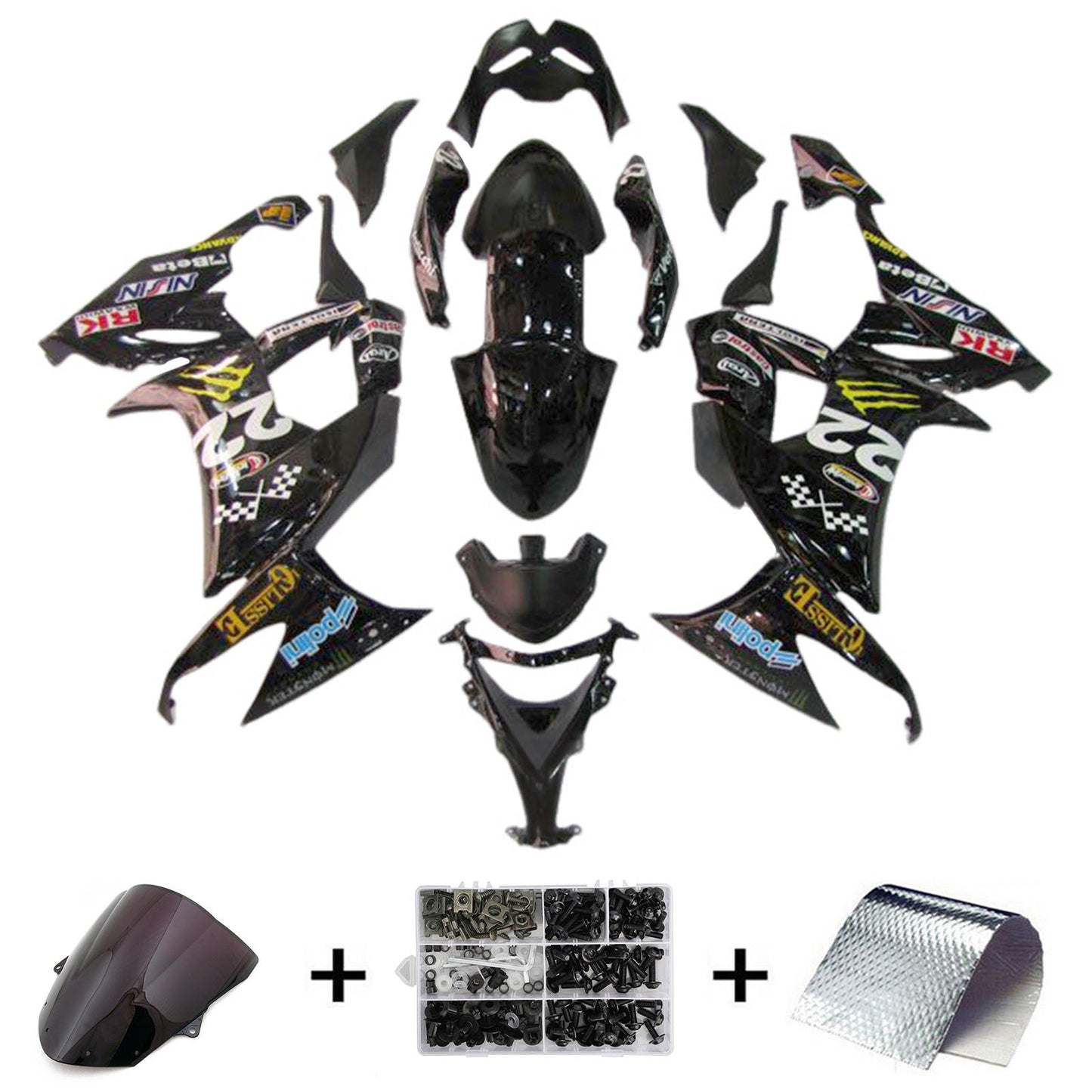 2008-2010 Kawasaki ZX10R Fairing Kit Bodywork Plastic ABS