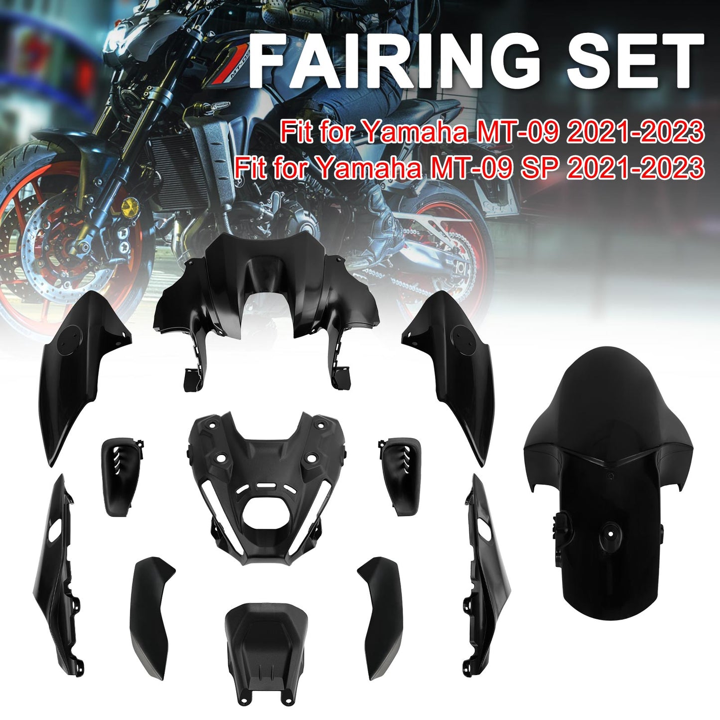 2021-2023 Yamaha MT-09 / MT-09 SP Bodywork Fairing Injection Unpainted
