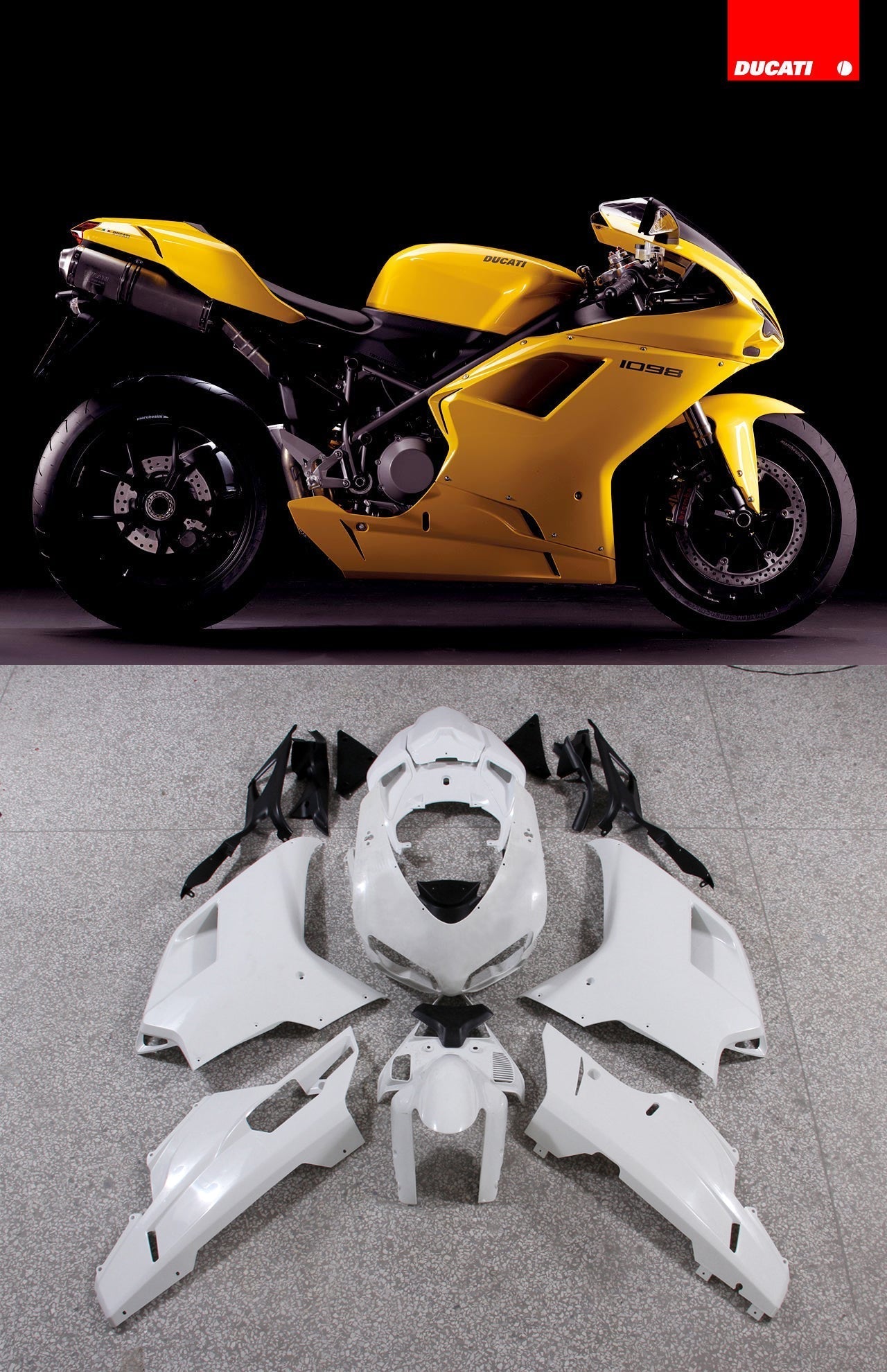 2007-2012 Fairings Ducati 1098 1198 848 Yellow Gold 1098  Generic
