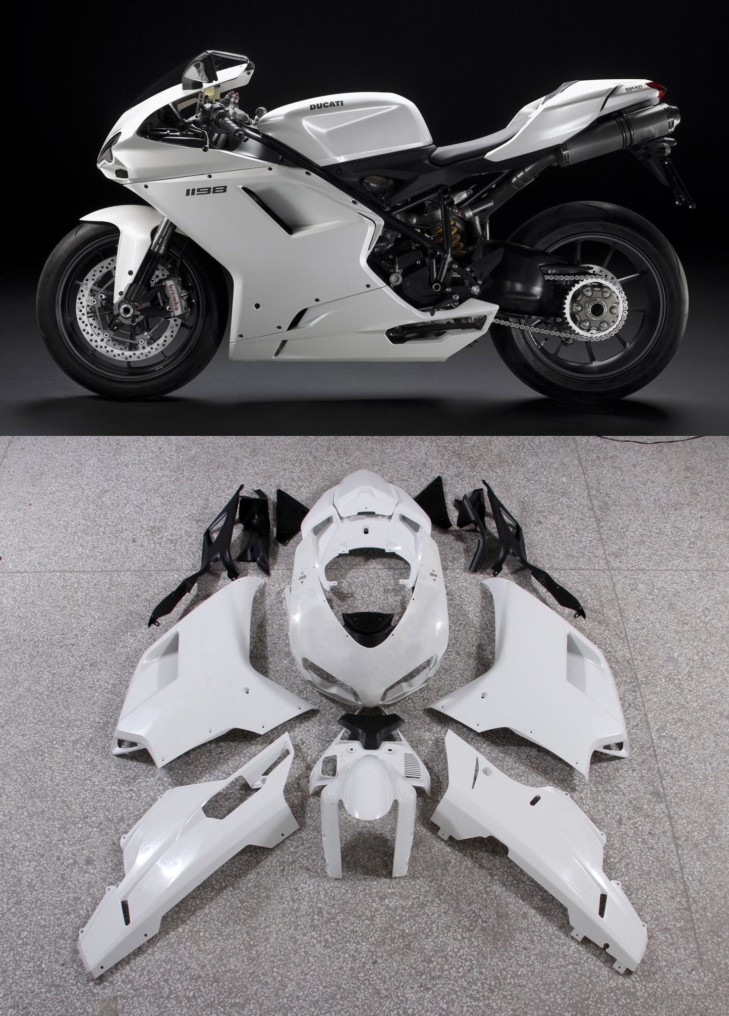 2007-2012 Fairings Ducati 1098 1198 848 White 1198  Generic