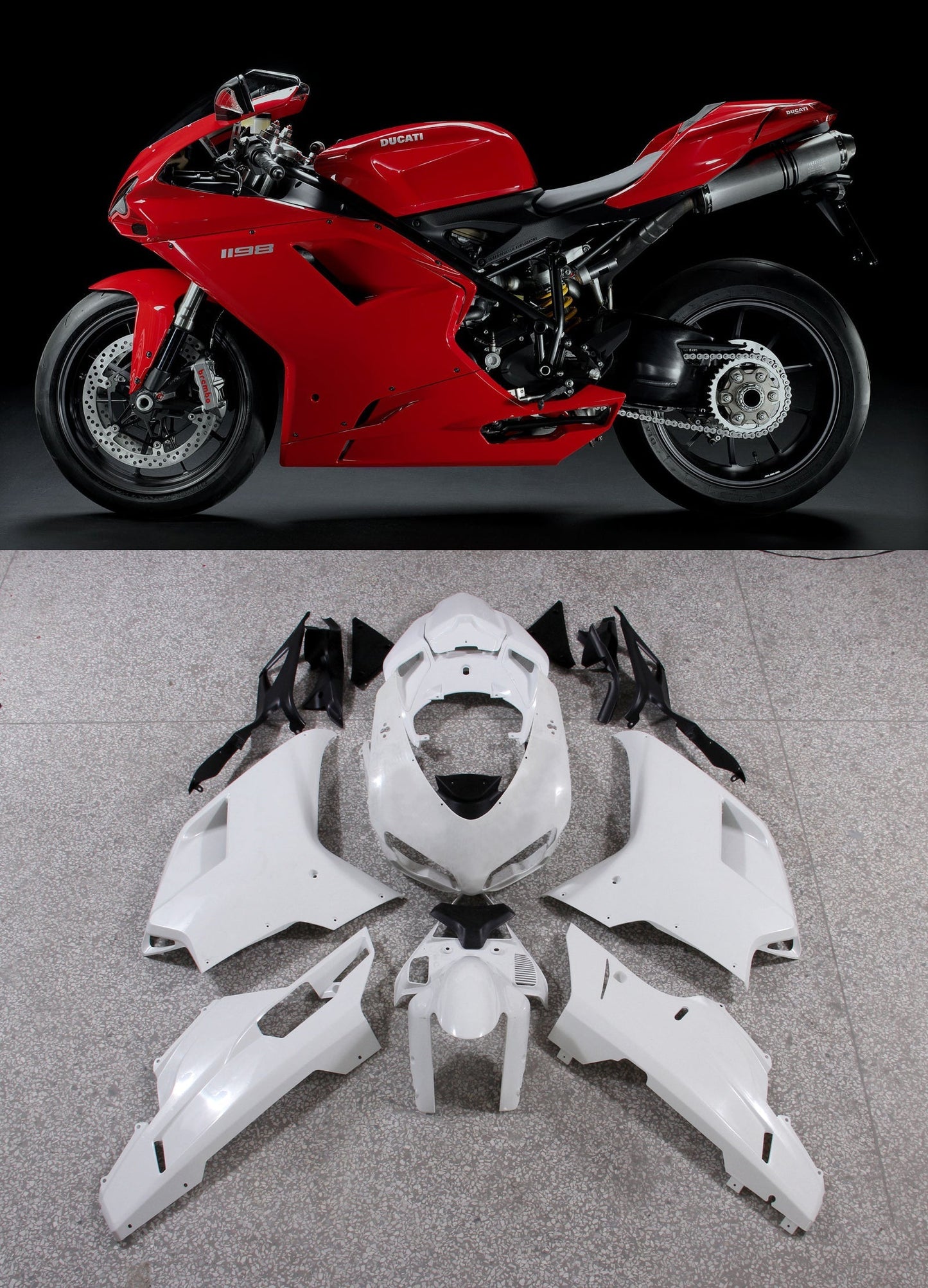 2007-2012 Fairings for Ducati 1098 1198 848 Red 1198 Generic