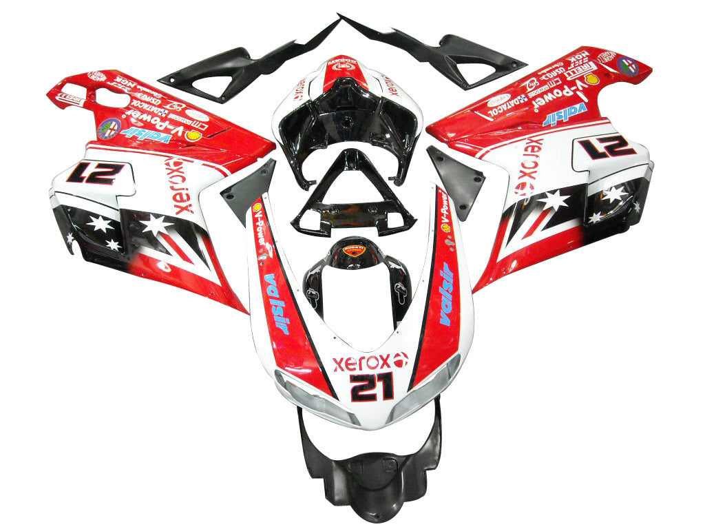 2007-2012 Fairings for Ducati 1098 1198 848 Red & White Xerox No.21  Generic
