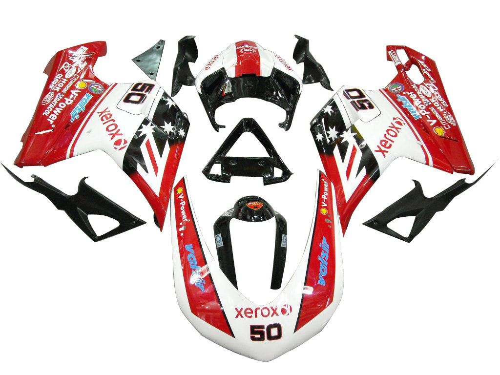 2007-2012 Fairings for Ducati 1098 1198 848 Red & White Xerox No.50  Generic