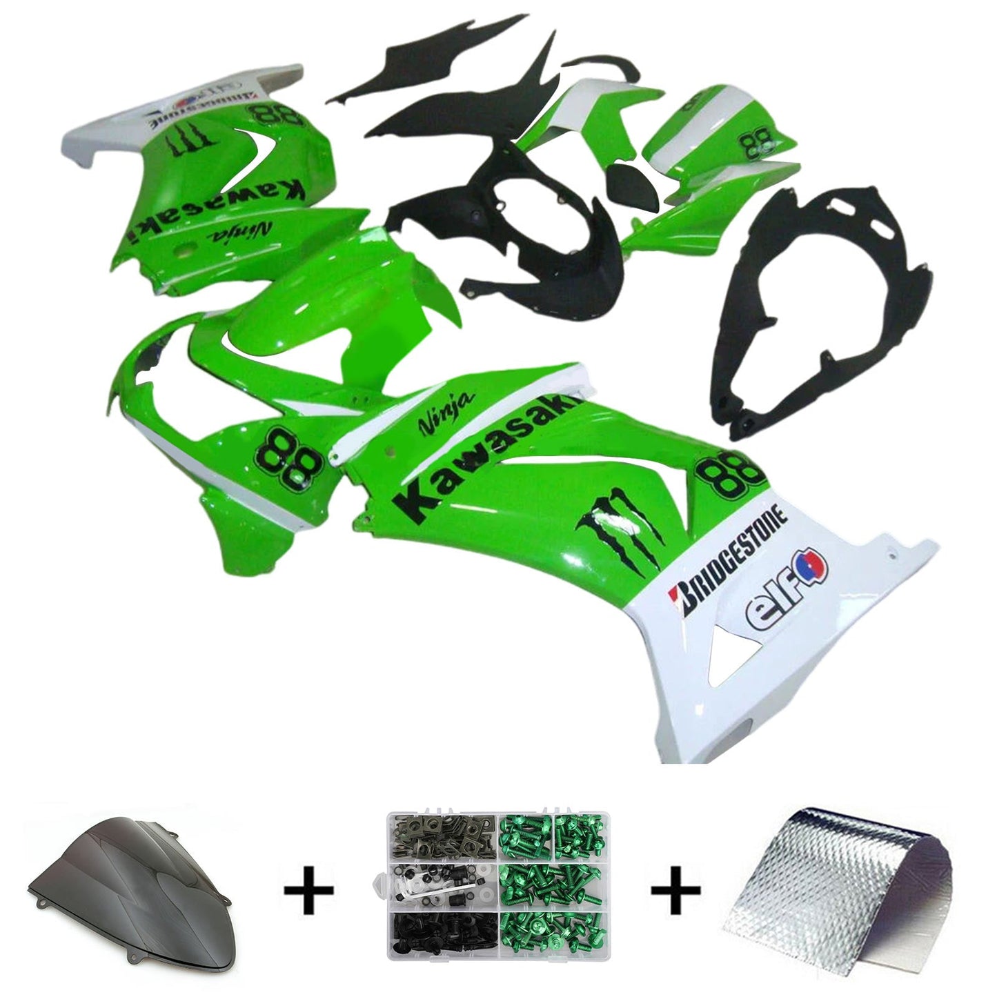 2008-2012 Kawasaki EX250 Ninja250R Fairing Kit Bodywork Plastic ABS