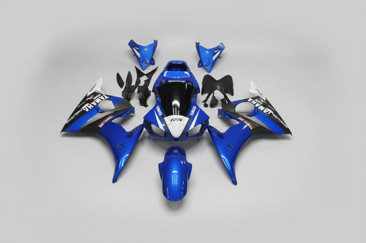 Blue motorcycle bodywork with 'Yamaha' branding on a white background