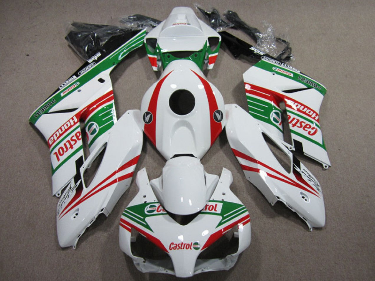 2004-2005 White Green Red Castrol Honda CBR1000RR Motorcycle Fairings