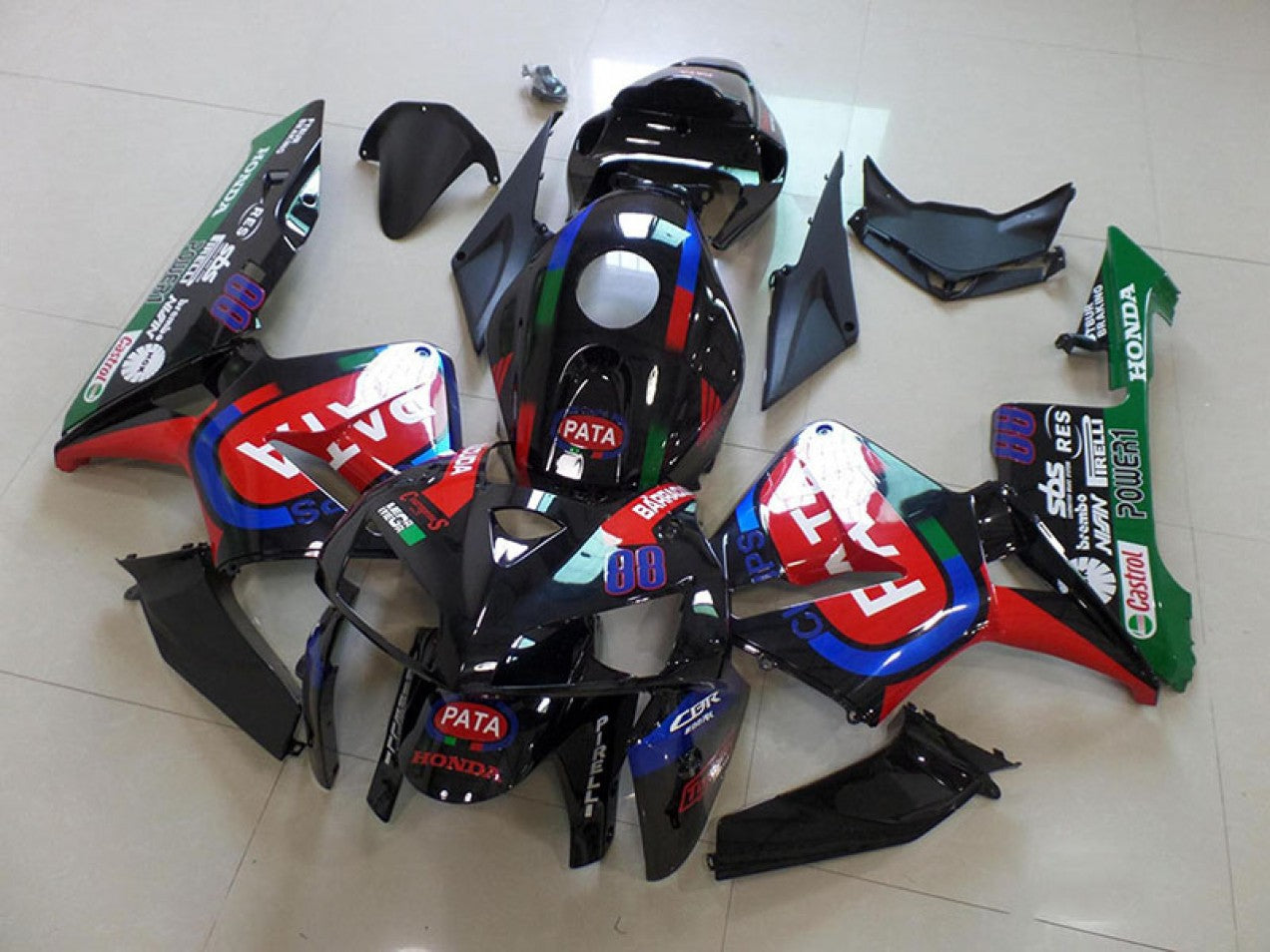 2005-2006 Black Red Pata Honda CBR600RR Motorcycle Fairings