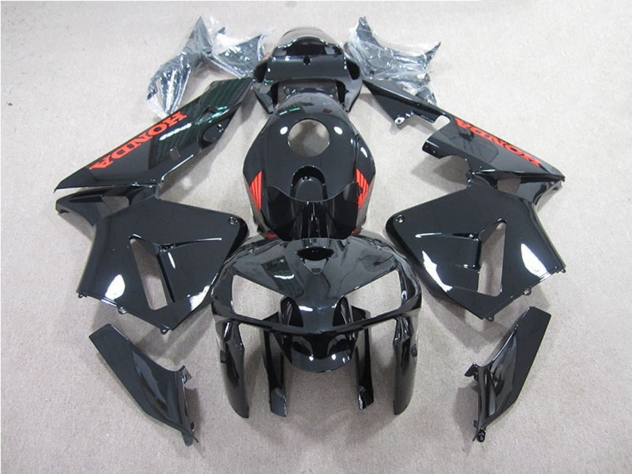 2005-2006 Black with Red Honda CBR600RR Motorcycle Fairings
