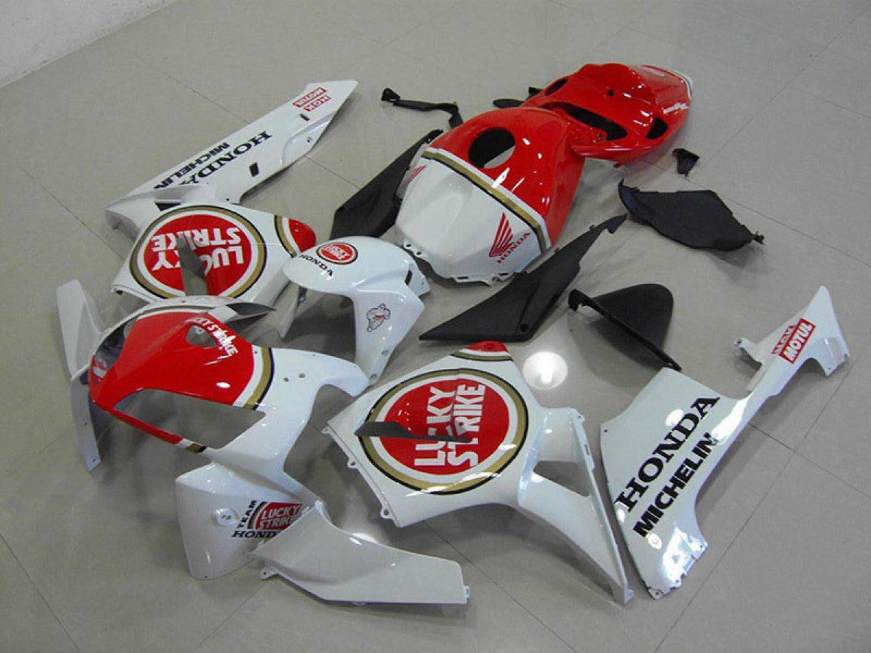 2005-2006 Pearl White Lucky Strike Honda CBR600RR Motorcycle Fairings