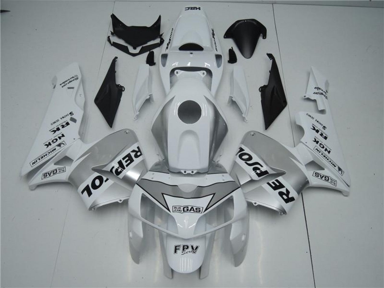 2005-2006 White Silver Black Honda CBR600RR Motorcycle Fairings
