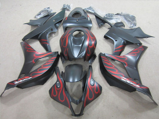 2007-2008 Black with Red Flame Honda CBR600RR Motorcycle Fairings