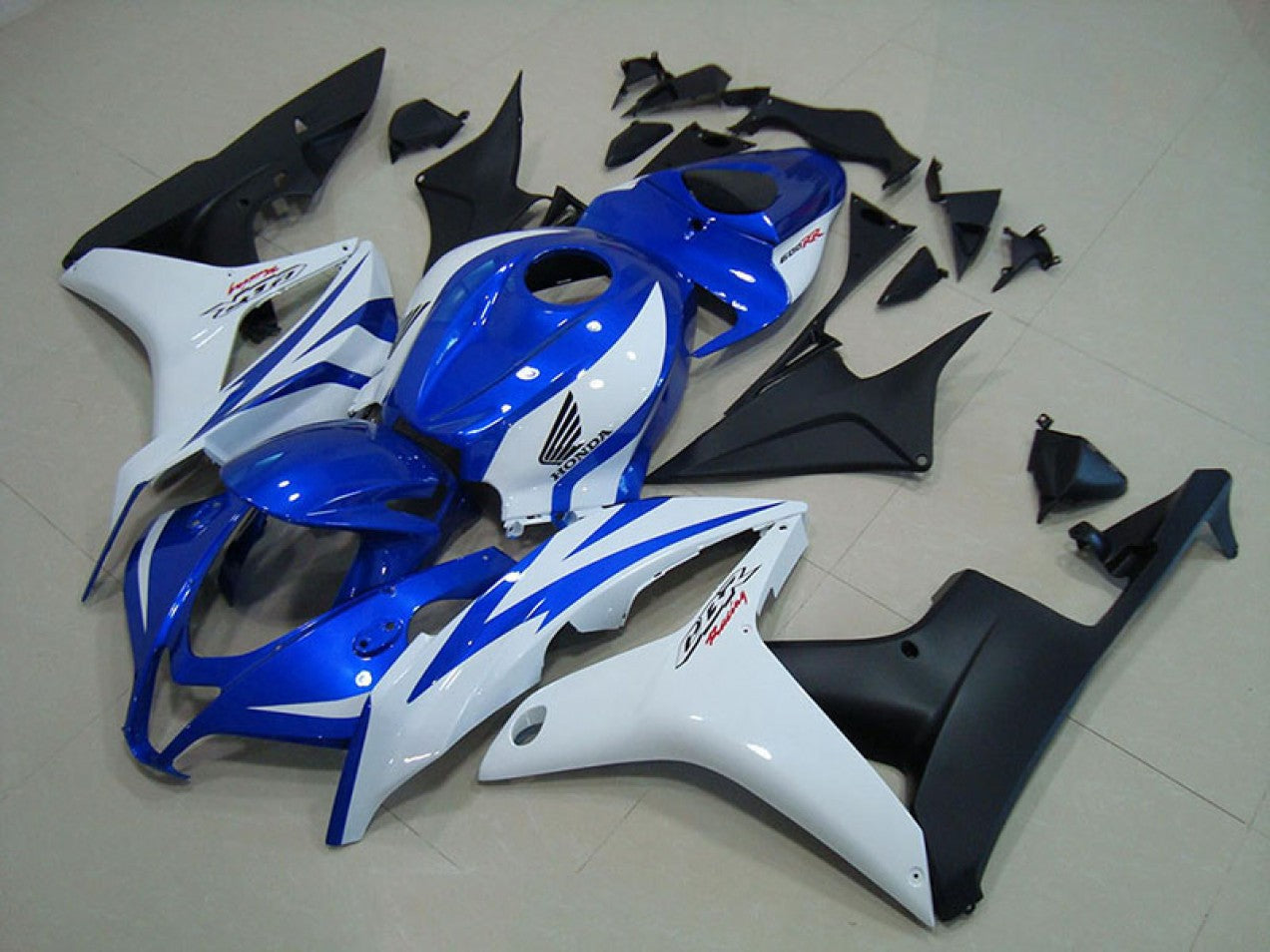 2007-2008 Blue White Matte Black Honda CBR600RR Motorcycle Fairings