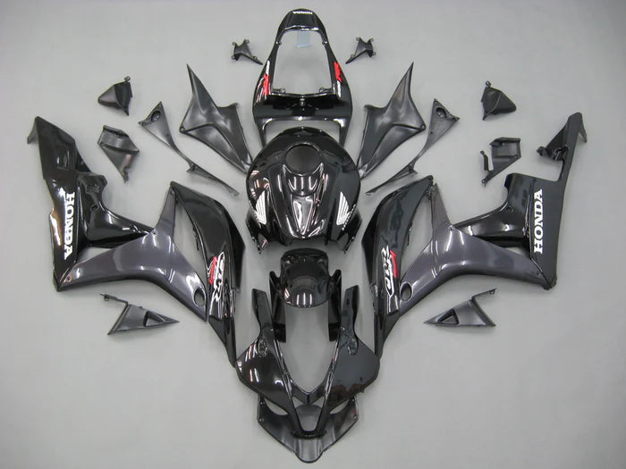 2007-2008 Honda CBR600 Fairing Gloss Black & Grey Kit