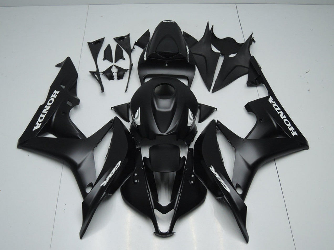 2007-2008 Matte Black with White Sticker Honda CBR600RR Motorcycle Fairings