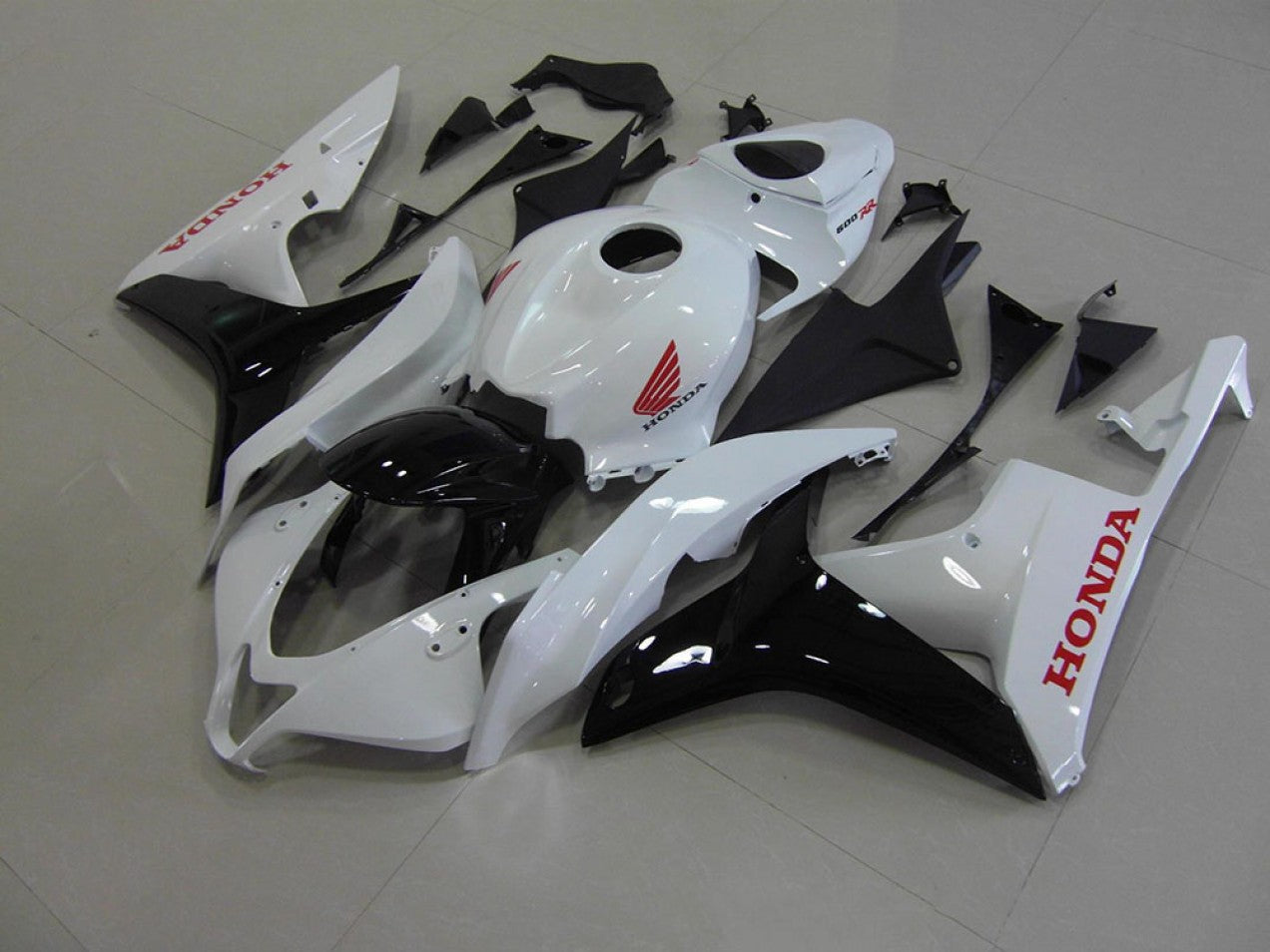 2007-2008 Pearl White Black Honda CBR600RR Motorcycle Fairings