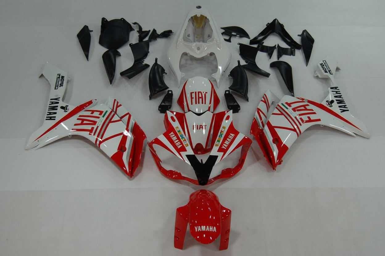 Motorcycle bodywork pieces with Yamaha branding on a white background