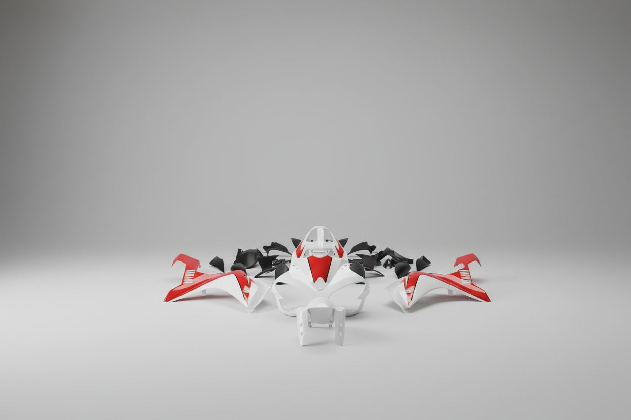 Yamaha motorcycle body parts on a white background