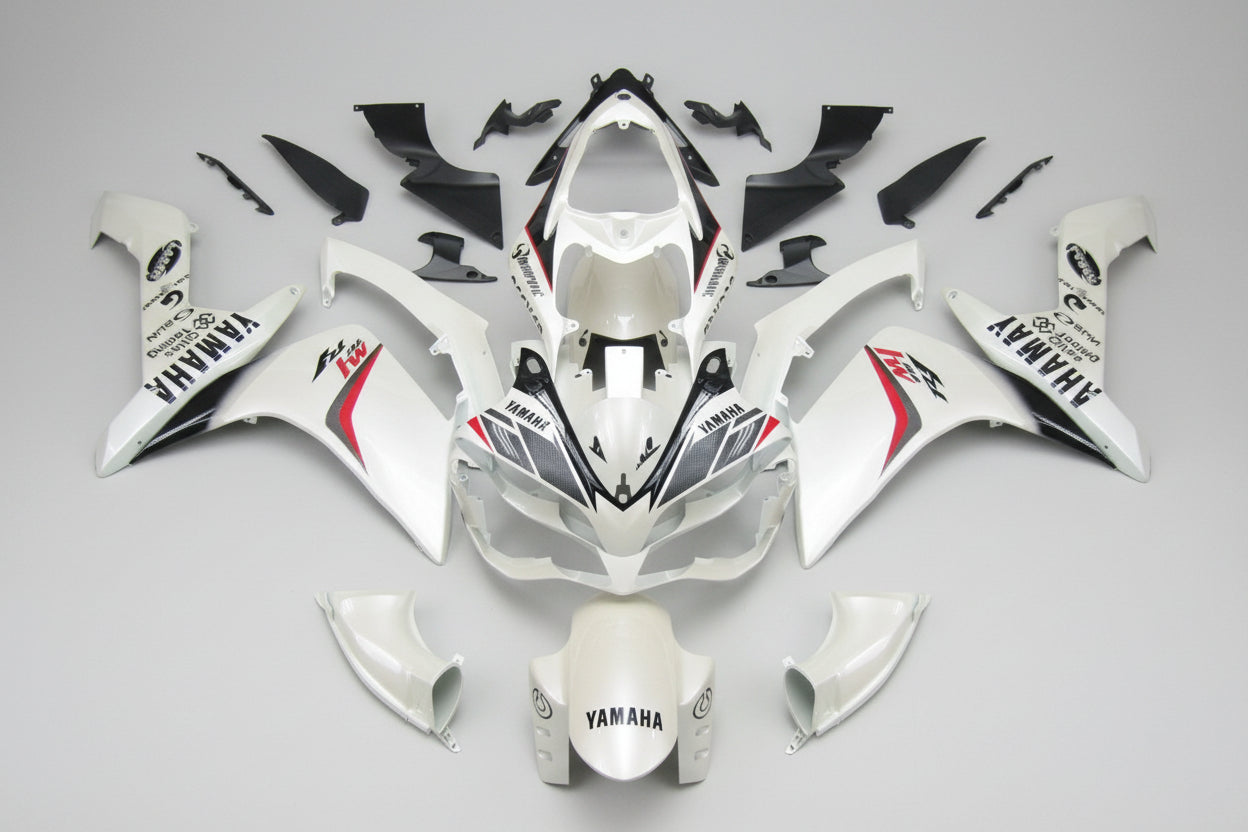 Motorcycle bodywork pieces with Yamaha branding on a white background