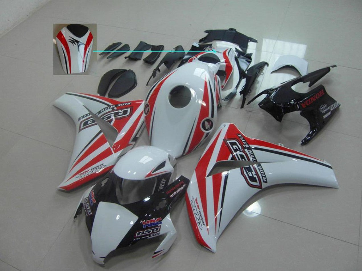 2008-2011 White Red Rsd Honda CBR1000RR Motorcycle Fairings
