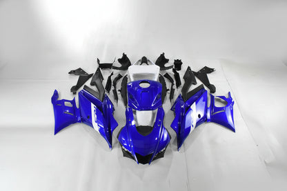 Blue motorcycle body parts on a white background