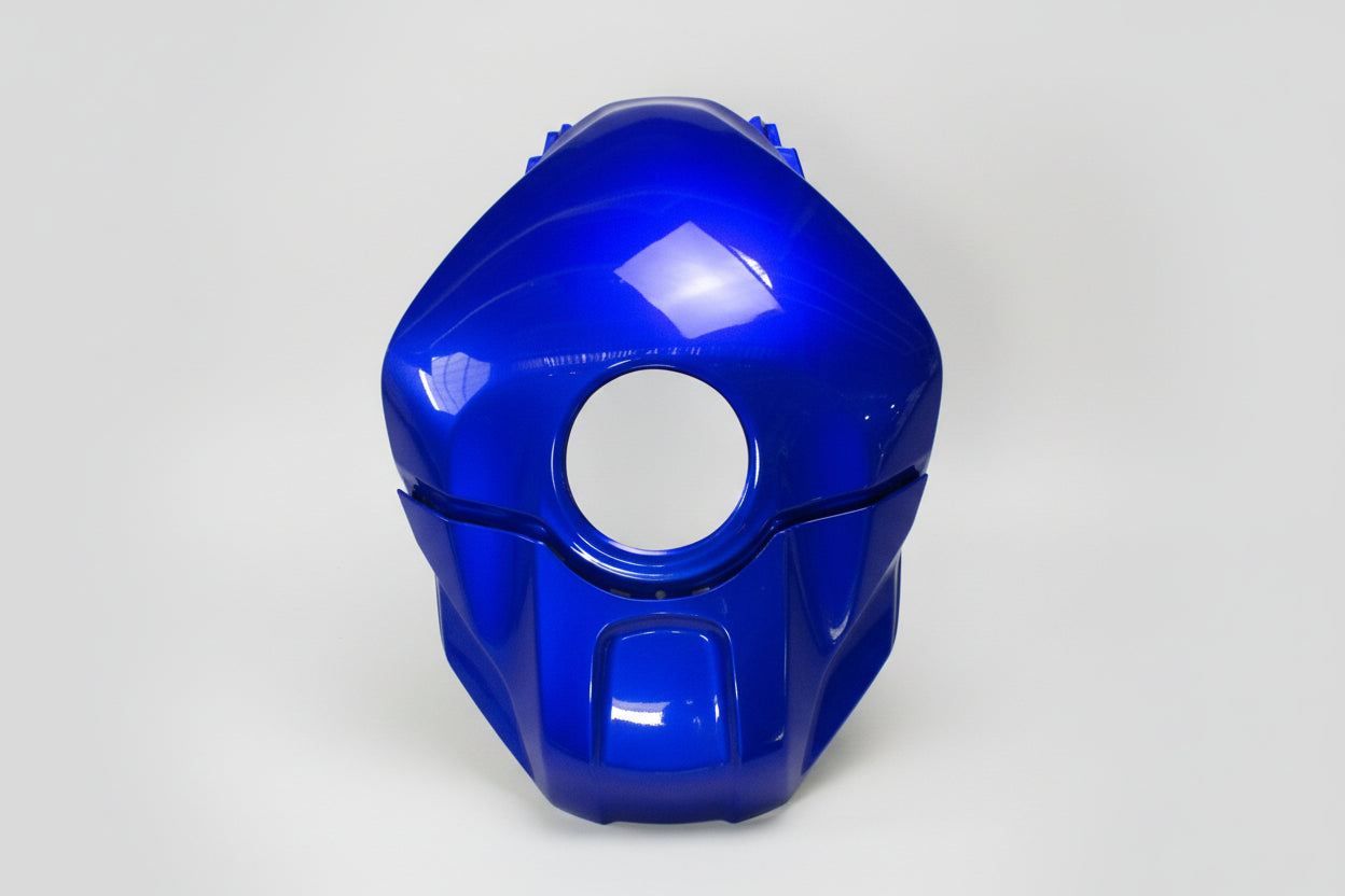 Blue plastic mask on a white background