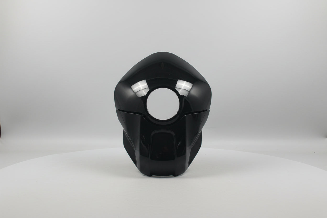 Black motorcycle fuel tank on a white background