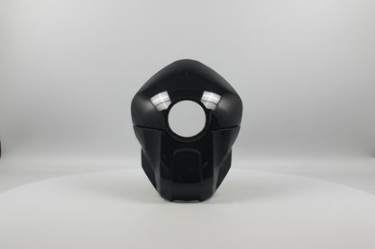 Black motorcycle fuel tank on a white background