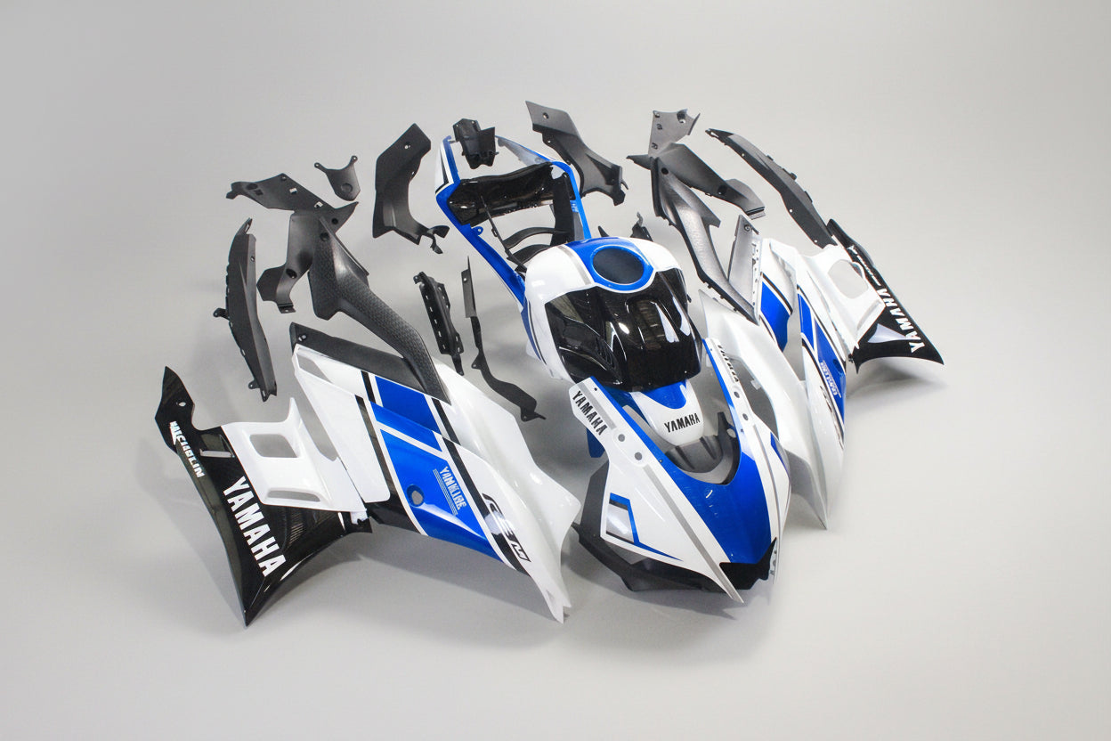 Yamaha motorcycle body parts on a white background