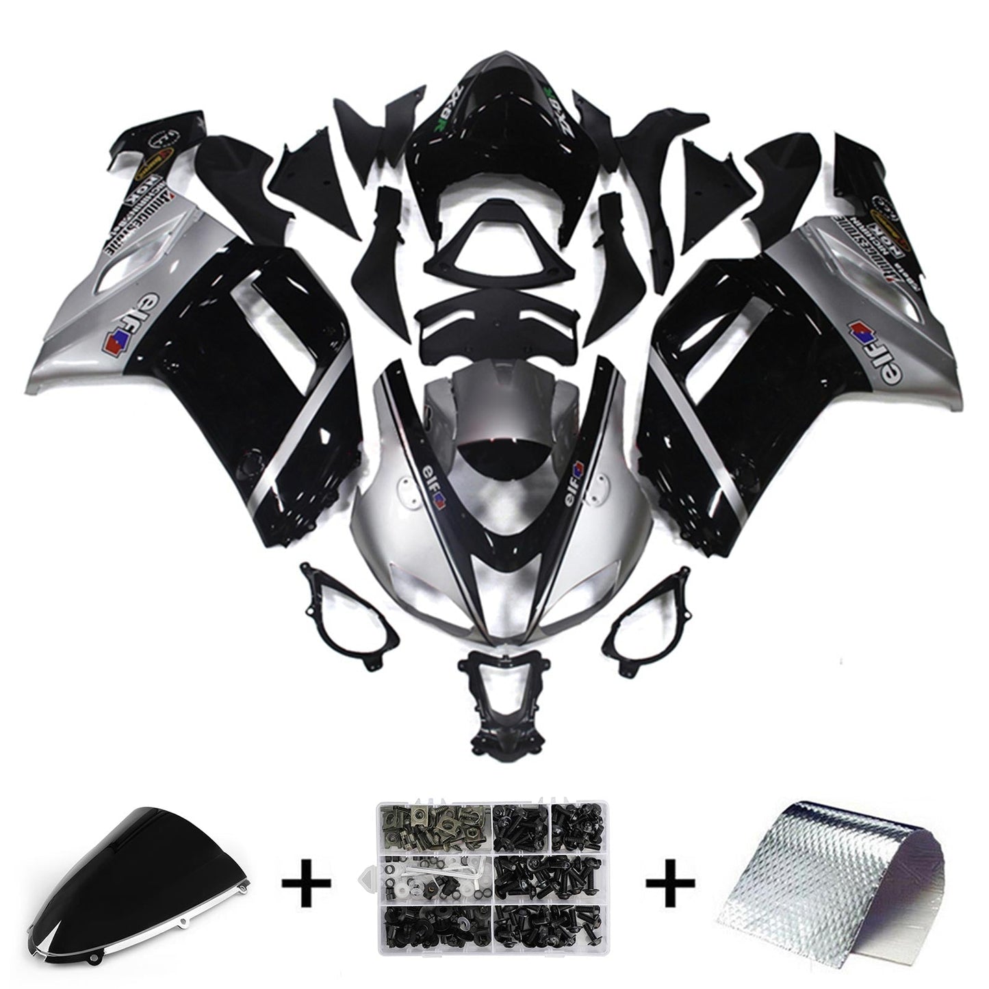 2007-2008 Kawasaki ZX6R 636 Fairing Kit Bodywork Plastic ABS
