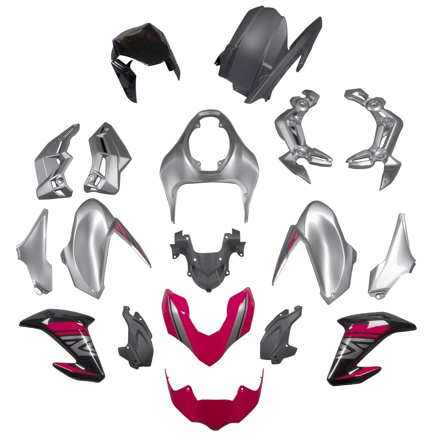 2017-2019  Fairing Fit for Kawasaki Z900 Silver Red Injection Plastic ABS Bodywork Generic