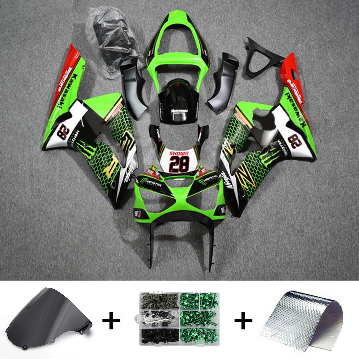 Kawasaki ZX6R 636 2003-2004 Fairing Kit Bodywork Plastic ABS