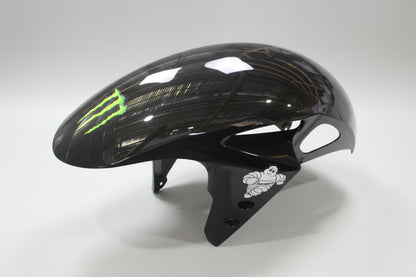 Black motorcycle fender with Monster Energy logo on a white background