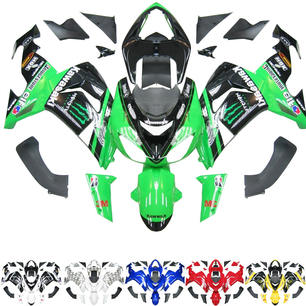 2006-2007 Ninja ZX10R Bodywork Fairing ABS Injection Molded Plastics Set 17 Color Generic