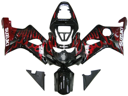 2000-2002 Fairings Suzuki GSXR 1000 Black & Red Flame  Generic