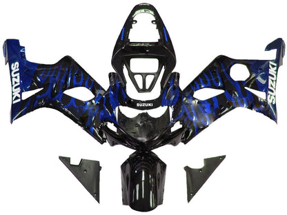 2000-2002 Fairings Suzuki GSXR 1000 Black & Blue Flame  Generic